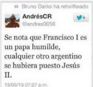 A tweet in SPanish about Pope Francis